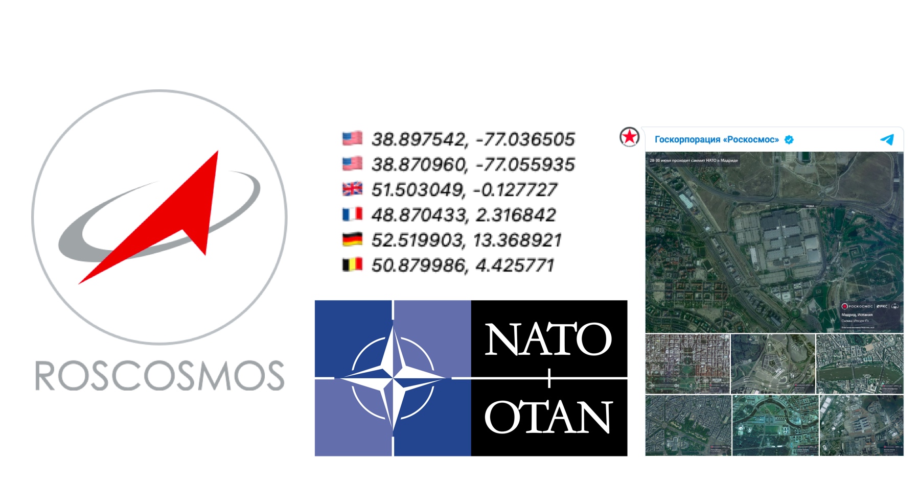 Ruská vesmírna agentúra zosmiešňuje NATO. Roskosmos pred summitom Severoatlantickej aliancie v Madride zverejnil satelitné snímky a súradnice rozhodovacích centier Západu